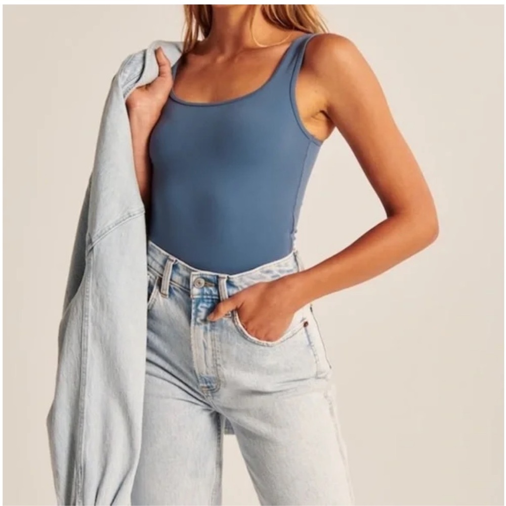 Abercrombie & Fitch Blue Sleeveless Fitted Bodysuit